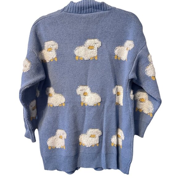 Blue Sheep Knit Cardigan Cottagecore Medium - Picture 2 of 7
